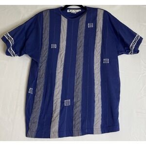 Vintage Chaus‎ Womens Large Blue Patchwork Top Shirt Retro Funky Boho Preppy